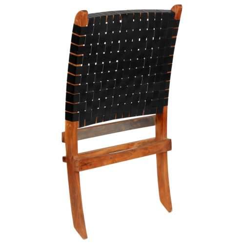 Sklopiva stolica od prave kože crna Cijena