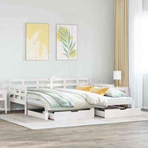 Dnevni krevet na razvlačenje s ladicama bez madraca 90x200 cm - Bijela 90 x 200 cm Cijena