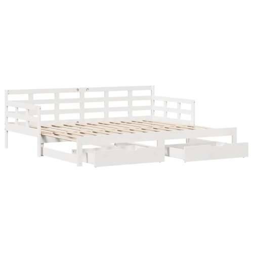 Dnevni krevet na razvlačenje s ladicama bez madraca 90x200 cm - Bijela 90 x 200 cm Cijena