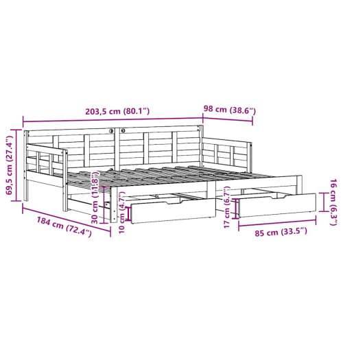 Dnevni krevet na razvlačenje s ladicama bez madraca 90x200 cm - Bijela 90 x 200 cm Cijena