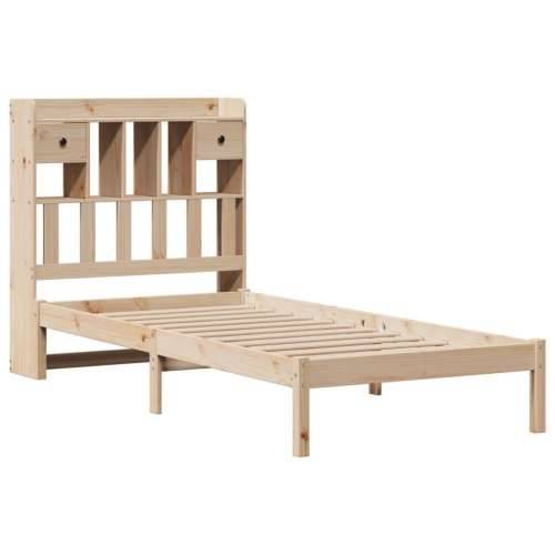 Krevet s regalom za knjige bez madraca 90x200 cm od borovine - Prirodna 90 x 200 cm Cijena