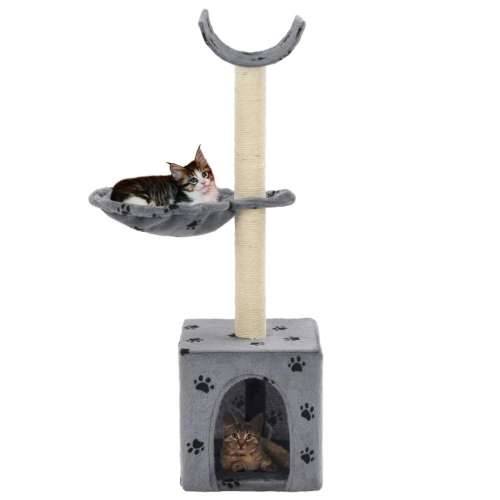 Penjalica za mačke sa stupovima za grebanje 105 cm siva s uzorkom šapa Cijena