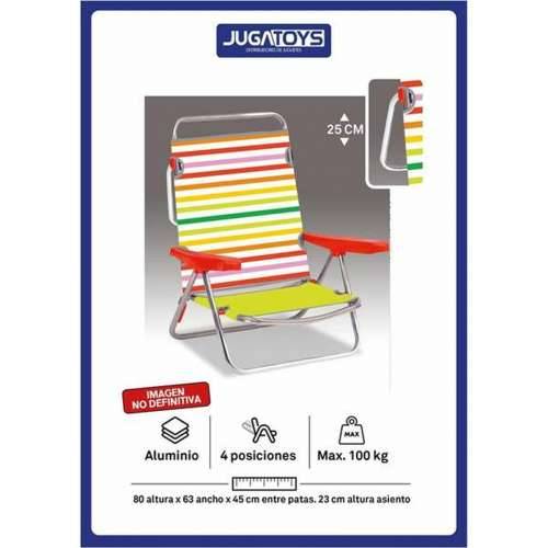 Sklopiva Stolica s Naslonom za Glavu 80 x 65 x 45 cm Više položaja prugasto Cijena