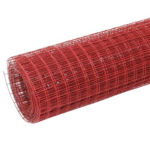 Žičana mreža od čelika s PVC oblogom za kokoši 10 x 1 m crvena Cijena