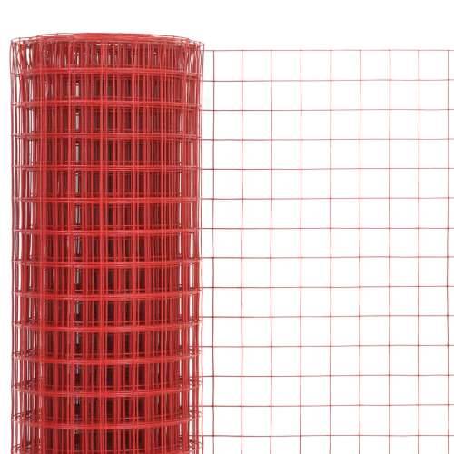Žičana mreža od čelika s PVC oblogom za kokoši 10 x 1 m crvena Cijena