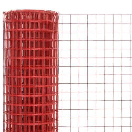Žičana mreža od čelika s PVC oblogom za kokoši 25 x 1 m crvena Cijena