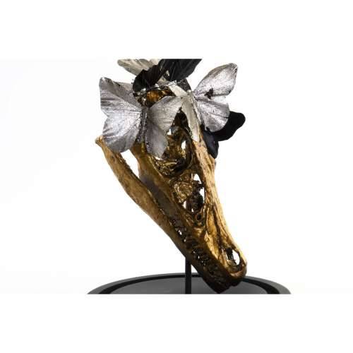 Ukrasna figura DKD Home Decor Crna zlatan Leptiri 17 x 17 x 26 cm Cijena