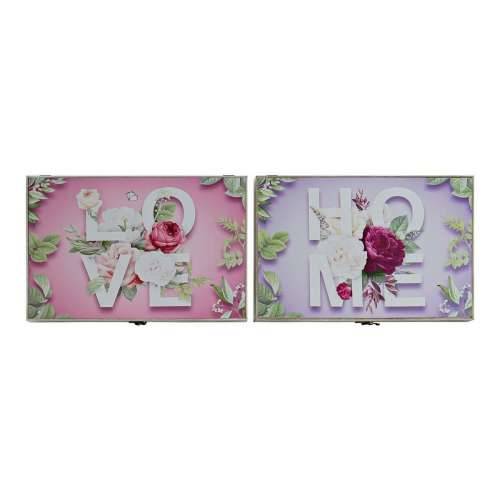 Cutie Decorativă DKD Home Decor Roza Lila Drvo MDF Tropsko brojač (2 kom.) Cijena