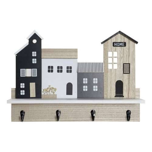 Polica DKD Home Decor Stalak za kapute 39 x 9 x 27 cm Crna Smeđa Bijela Drvo MDF Cijena