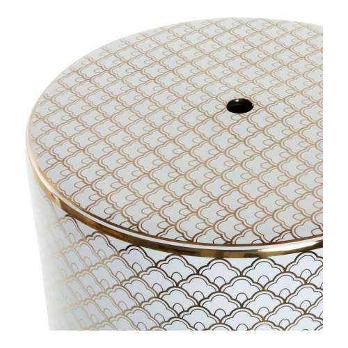 Pomoćni stolić DKD Home Decor Bijela Porculan zlatan (33 x 33 x 42 cm) Cijena