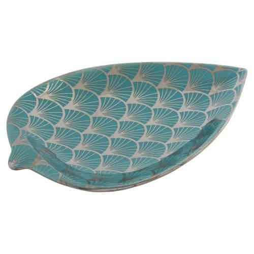 Stolni ukras DKD Home Decor 27,5 x 16 x 3 cm Turkizno Orijentalno kromirano Biljni list Cijena