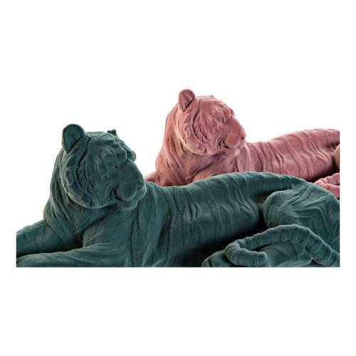 Ukrasna figura DKD Home Decor 36 x 17,5 x 13,3 cm Tigar Zelena Smola Svetlo roza Flokirano Cijena