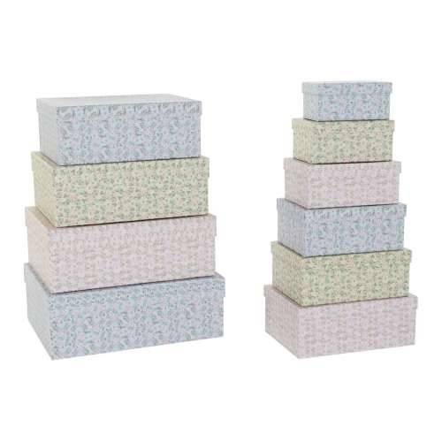 Set Složivih Kutija za Pospremanje DKD Home Decor Rumena Plava Roza Karton Ziedi 43,5 x 33,5 x 15,5 cm (2 kom.) (1 kom.) Cijena