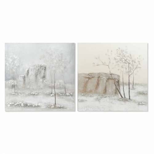 Slika DKD Home Decor Platno 100 x 3,8 x 100 cm Drveće Cottage (2 kom.) Cijena