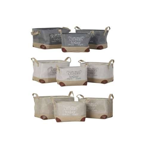 Višenamjenska Košara DKD Home Decor Bež Siva Svijetlo smeđi 40 x 30 x 24 cm Drvo 3 Dijelovi (3 kom.) Cijena