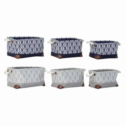 Višenamjenska Košara DKD Home Decor Bijela Smeđa Siva Mornarsko plava Biljni list Boho 40 x 30 x 24 cm Plastika 3 Dijelovi (2 ko Cijena