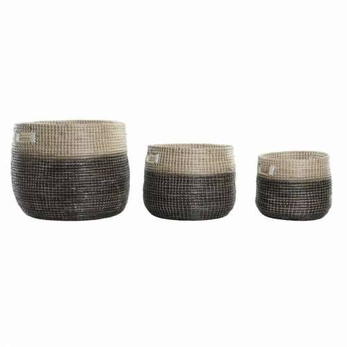 Set košara DKD Home Decor Siva Prirodno Morska trava (3 Dijelovi) Cijena