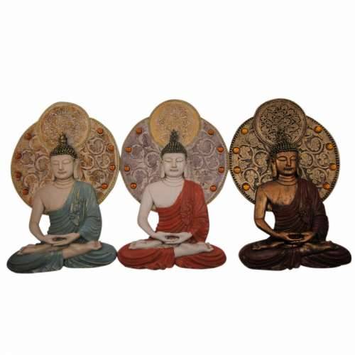 Zidni Ukras DKD Home Decor 20 x 4 x 30,3 cm Crvena Plava zlatan Buda Orijentalno (3 Dijelovi) Cijena