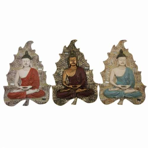 Zidni Ukras DKD Home Decor Plava Crvena zlatan Buda Orijentalno 19 x 3,1 x 26,5 cm (3 Dijelovi) Cijena