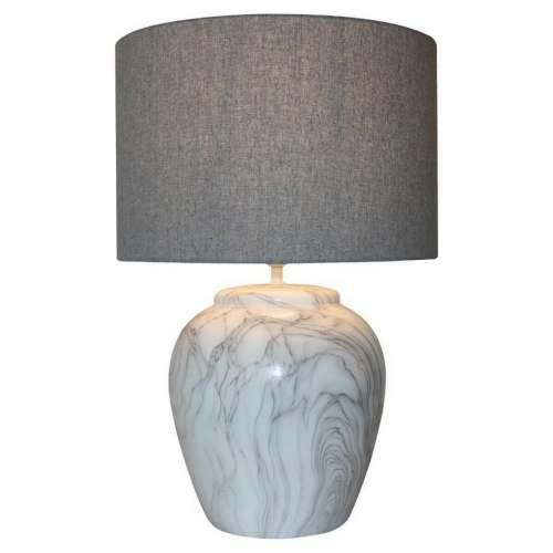 Stolna svjetiljka DKD Home Decor Platno Keramika Siva Bijela (38 x 38 x 58 cm) Cijena