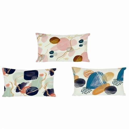 Jastuk DKD Home Decor Plastika Plava Bijela Pisana Roza Pravokutno Apstraktno 50 x 30 x 12 cm (3 Dijelovi) Cijena