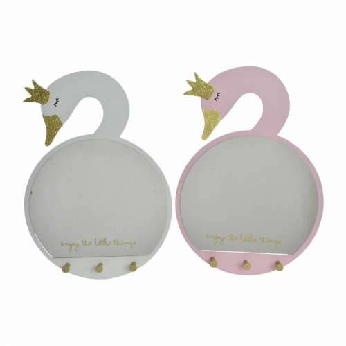 Zidno ogledalo DKD Home Decor Bijela Svetlo roza Children’s 43 x 4 x 30 cm (2 kom.) (2 Dijelovi) Cijena
