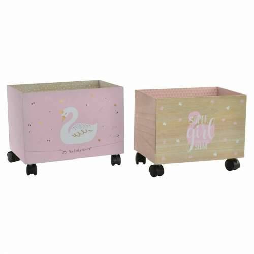 Cutie Decorativă DKD Home Decor Pisana Prirodno Svetlo roza Drvo Labud 39 x 26 x 31 cm Cijena