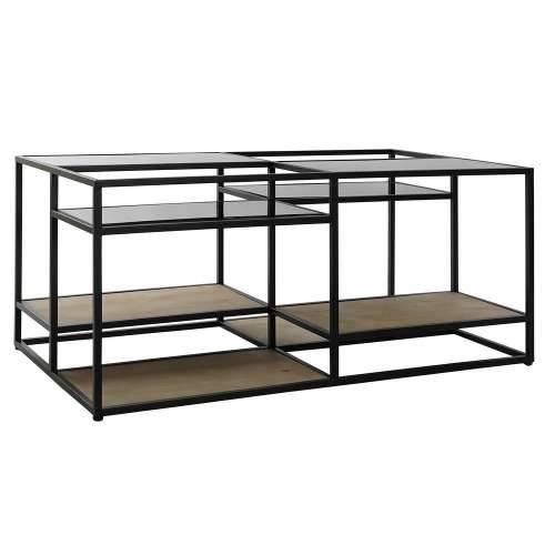 Stolić za dnevni boravak DKD Home Decor 8424001787234 Crna Pisana Prirodno Drvo Metal Ogledalo 120 x 60 x 50 cm Cijena