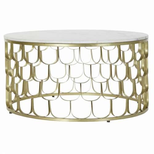 Pomoćni stolić DKD Home Decor 81 x 81 x 42 cm zlatan Bijela Plastika Mramor Željezo Cijena