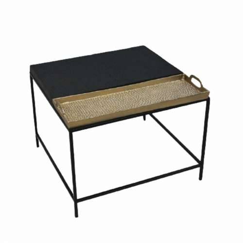 Pomoćni stolić DKD Home Decor 61 x 61 x 49 cm Crna zlatan Čelik Aluminij Cijena