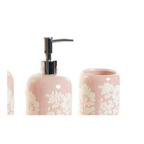 Set za Kupaonicu DKD Home Decor 8 x 8 x 17,5 cm Keramika Roza Bijela Cijena