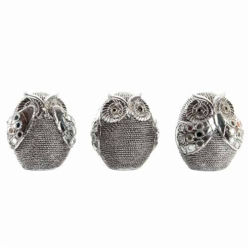 Ukrasna figura DKD Home Decor Pisana Srebrna Sova kromirano 12 x 11 x 14 cm (3 kom.) Cijena
