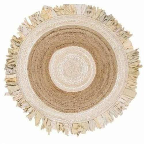 Tepih DKD Home Decor 140 x 140 x 1 cm Prirodno Bež Smeđa Poliester Pamuk Tropsko juta šiške Cijena