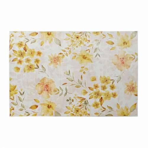 Tepih DKD Home Decor Rumena Bijela Poliester Pamuk Ziedi (120 x 180 x 0.5 cm) Cijena