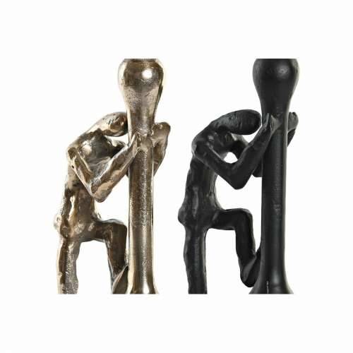 Svijećnjak DKD Home Decor 12 x 10 x 27 cm Šampanjac Crna Aluminij moderan (2 kom.) Cijena