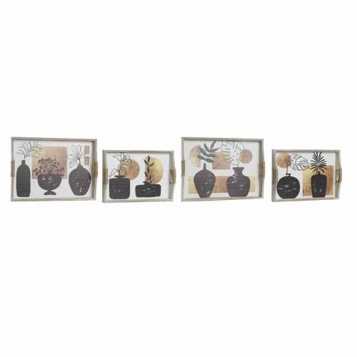 Set pladnjeva DKD Home Decor Bijela Crna zlatan Drvo MDF 40 x 30 x 6 cm (2 kom.) Cijena
