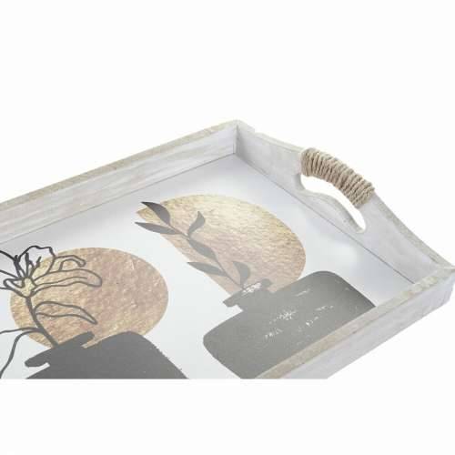 Set pladnjeva DKD Home Decor Bijela Crna zlatan Drvo MDF 40 x 30 x 6 cm (2 kom.) Cijena