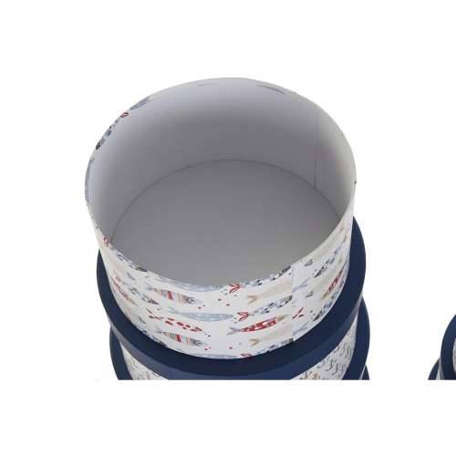Set Složivih Kutija za Pospremanje DKD Home Decor More Crte Bijela Mornarsko plava Karton (37,5 x 37,5 x 18 cm) Cijena
