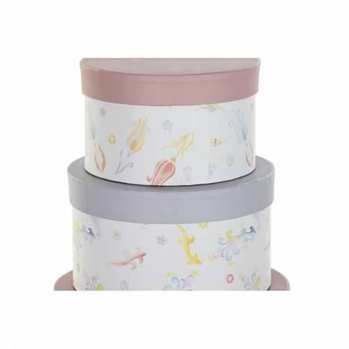 Set Složivih Kutija za Pospremanje DKD Home Decor Ziedi Crte Plava Lila Bijela Pisana Karton (37,5 x 37,5 x 18 cm) Cijena