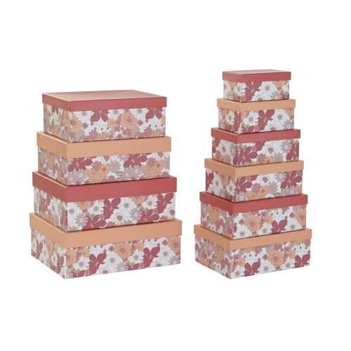 Set Složivih Kutija za Pospremanje DKD Home Decor Fuksija Bijela Ribolov Karton (43,5 x 33,5 x 15,5 cm) Cijena