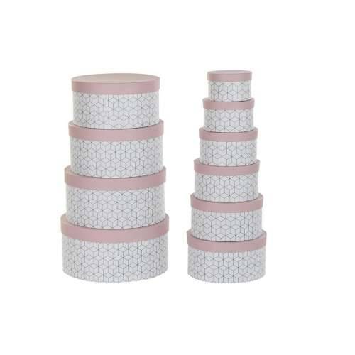 Set Složivih Kutija za Pospremanje DKD Home Decor Okruglo Roza Karton Cijena