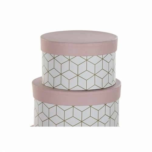 Set Složivih Kutija za Pospremanje DKD Home Decor Okruglo Roza Karton Cijena
