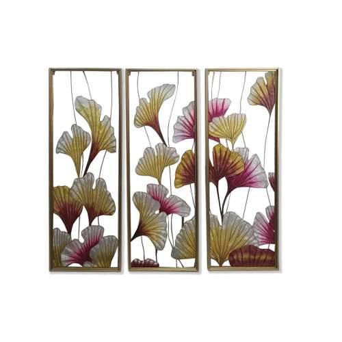 Platno DKD Home Decor 3 Dijelovi Tropsko Biljni list (122 x 3 x 122 cm) Cijena
