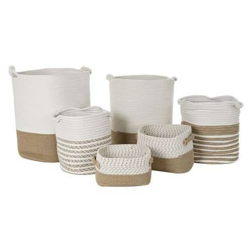 Set košara DKD Home Decor Bijela Pamuk juta (45 x 45 x 54 cm) (6 Dijelovi) Cijena