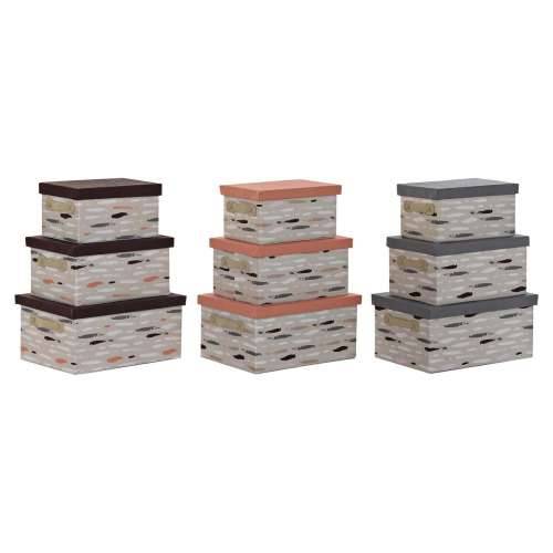 Set Složivih Kutija za Pospremanje DKD Home Decor Smeđa Siva Oranžna 40 x 30 x 20 cm Cijena