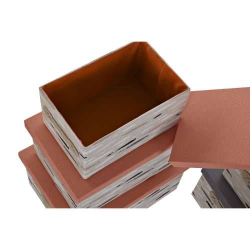 Set Složivih Kutija za Pospremanje DKD Home Decor Smeđa Siva Oranžna 40 x 30 x 20 cm Cijena