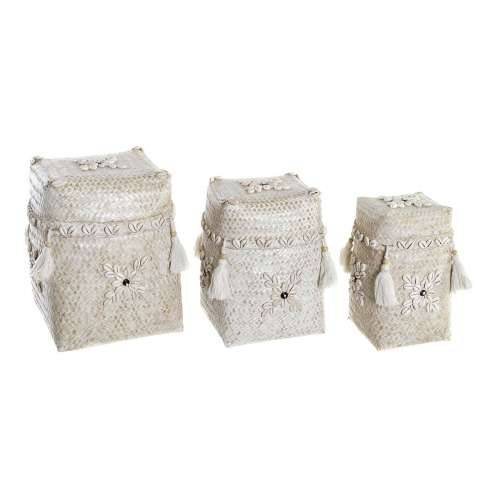 Set košara DKD Home Decor Bijela Bambus Školjke (24 x 24 x 30 cm) (3 Dijelovi) Cijena