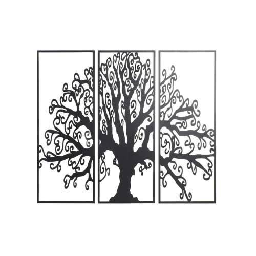 Zidni Ukras DKD Home Decor 3 Dijelovi Crna drvo Metal (105 x 1,3 x 91 cm) Cijena