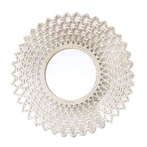 Zidno ogledalo DKD Home Decor Kristal Bijela Drvo MDF Decapé (90 x 2,5 x 90 cm) Cijena