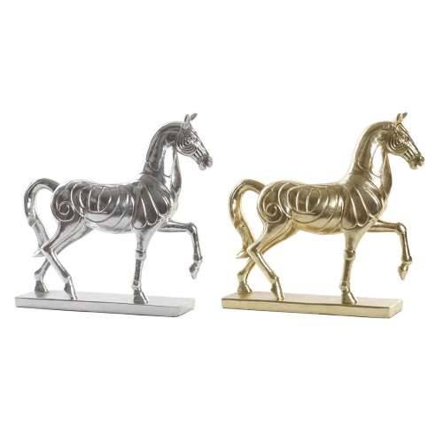 Ukrasna figura DKD Home Decor 34 x 9,5 x 33,5 cm Konj Srebrna zlatan (2 kom.) Cijena